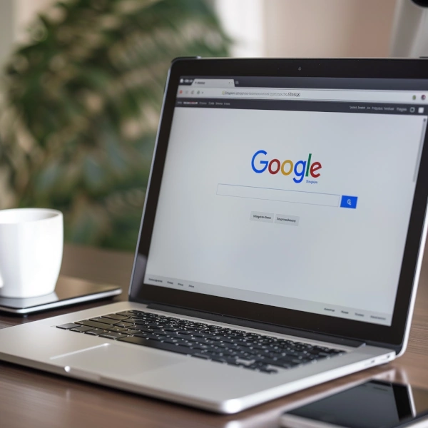 Computer with Google on screen
